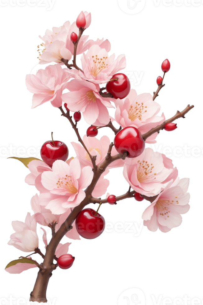 AI generated beautiful  blooming cherry tree in spring png