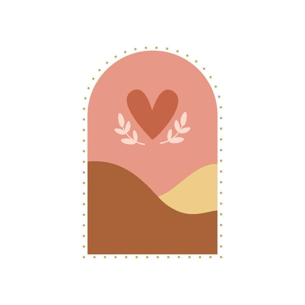 a heart with dots around it in the center of a sun valentine boho pastel cupid love vector