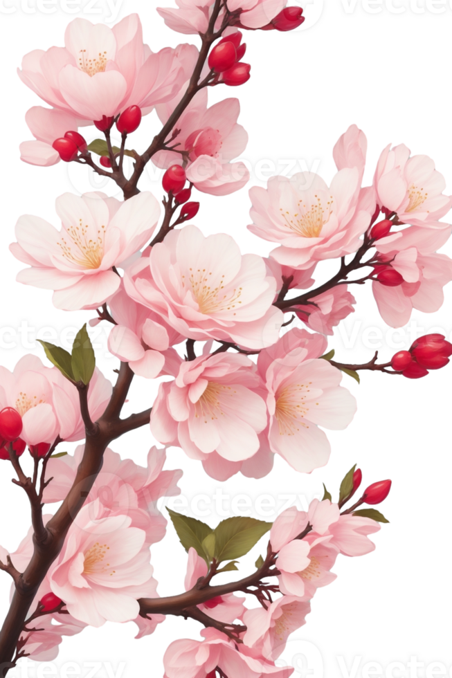 AI generated beautiful  blooming cherry tree in spring png