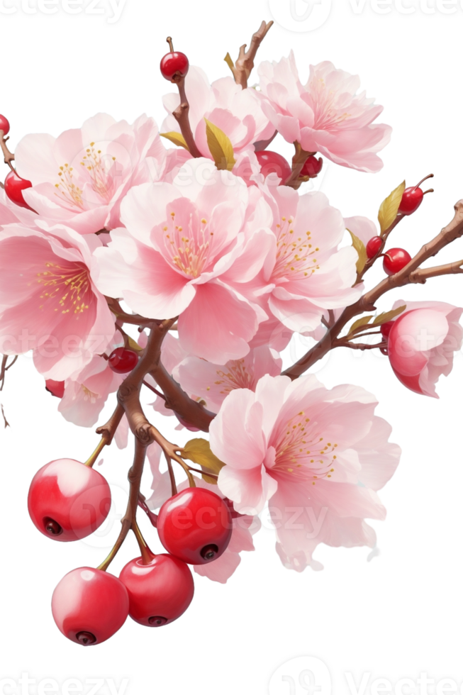 AI generated beautiful  blooming cherry tree in spring png