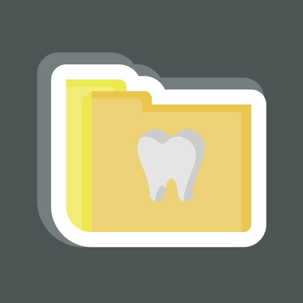 Sticker Dental Records. related to Dental symbol. simple design editable. simple illustration vector