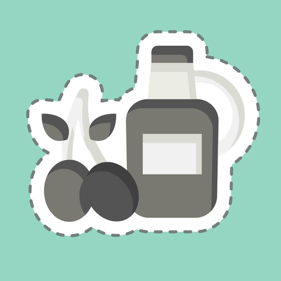 Sticker line cut Olive Oil. related to Spain symbol. simple design editable. simple illustration vector