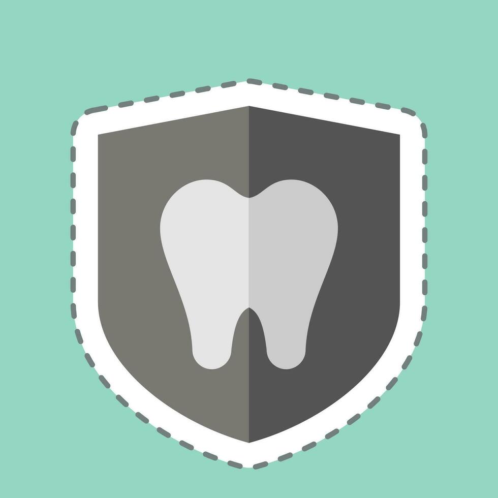 Sticker line cut Dental Protection. related to Dental symbol. simple design editable. simple illustration vector