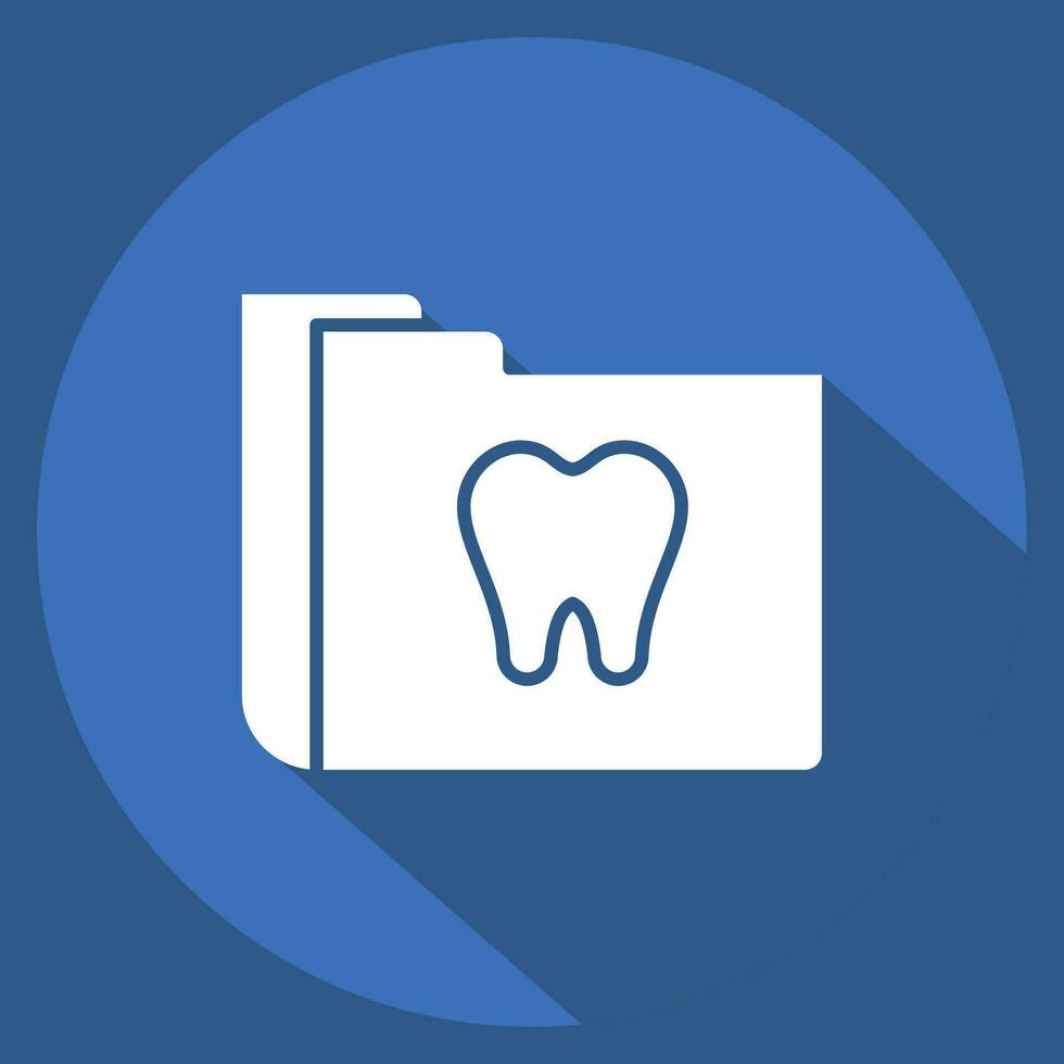 Icon Dental Records. related to Dental symbol. long shadow style. simple design editable. simple illustration vector