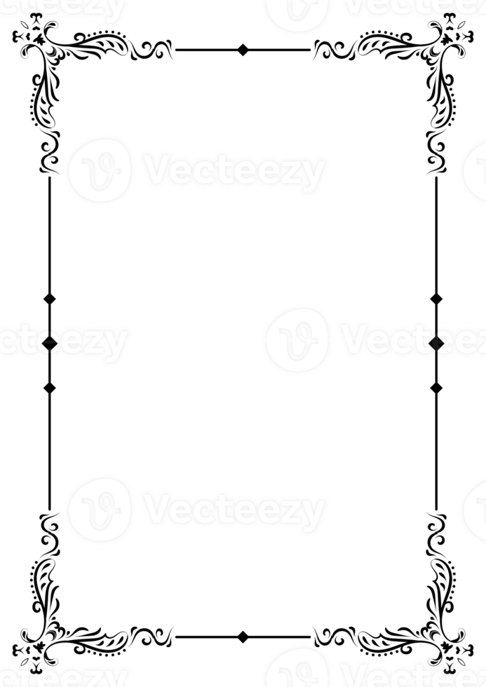 Rahmen Ecke und Rand Element mit Filigran Jahrgang Stil. dekorativ Ornament Design zum Buchseite, rahmen, Vorlage, Papier, Karte, Zertifikat, Hochzeit Einladung, Speisekarte. png