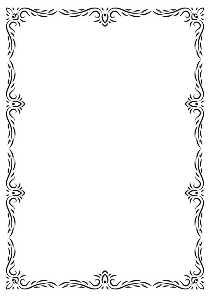 Vintage filigree frame corner and border element. Ornate ornament frame divider vector. Decorative line for page, template, poster, greeting card, wedding invitation, menu, certificate. vector