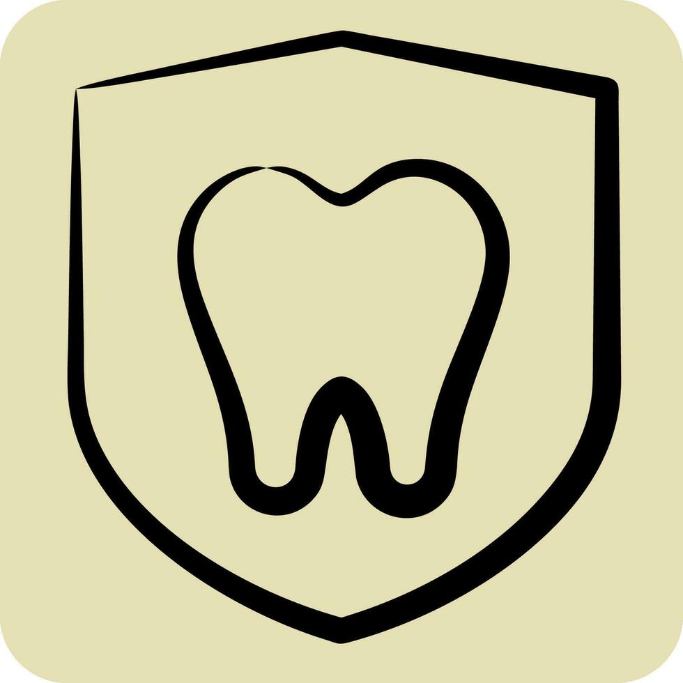 Icon Dental Protection. related to Dental symbol. hand drawn style. simple design editable. simple illustration vector