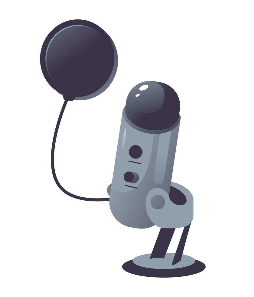 Microphone for podcast and sound recording, singing, karaoke. Podcast, blogging, radio broadcast concept vector