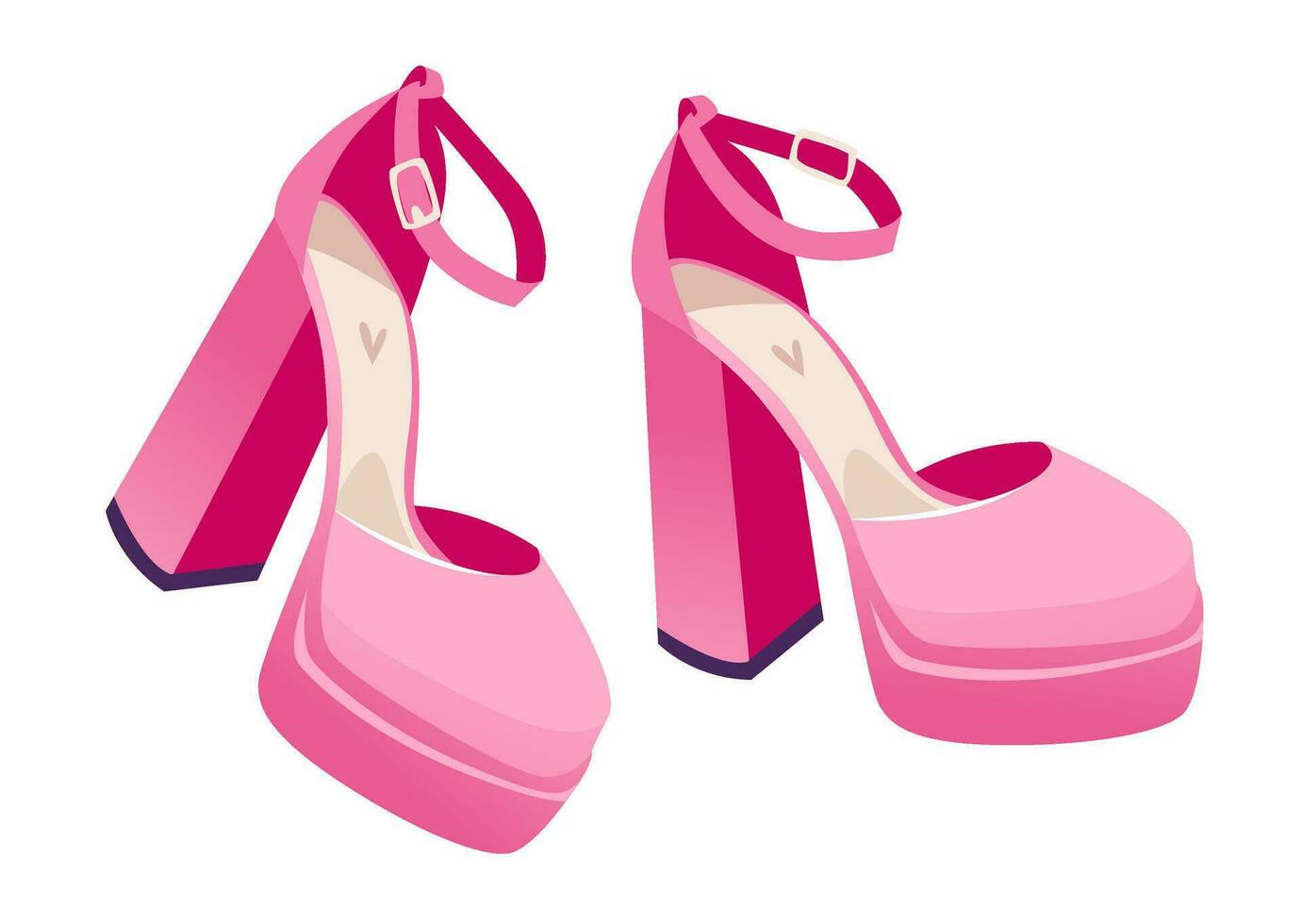 Cute glamorous pink shoes. Vector illustration