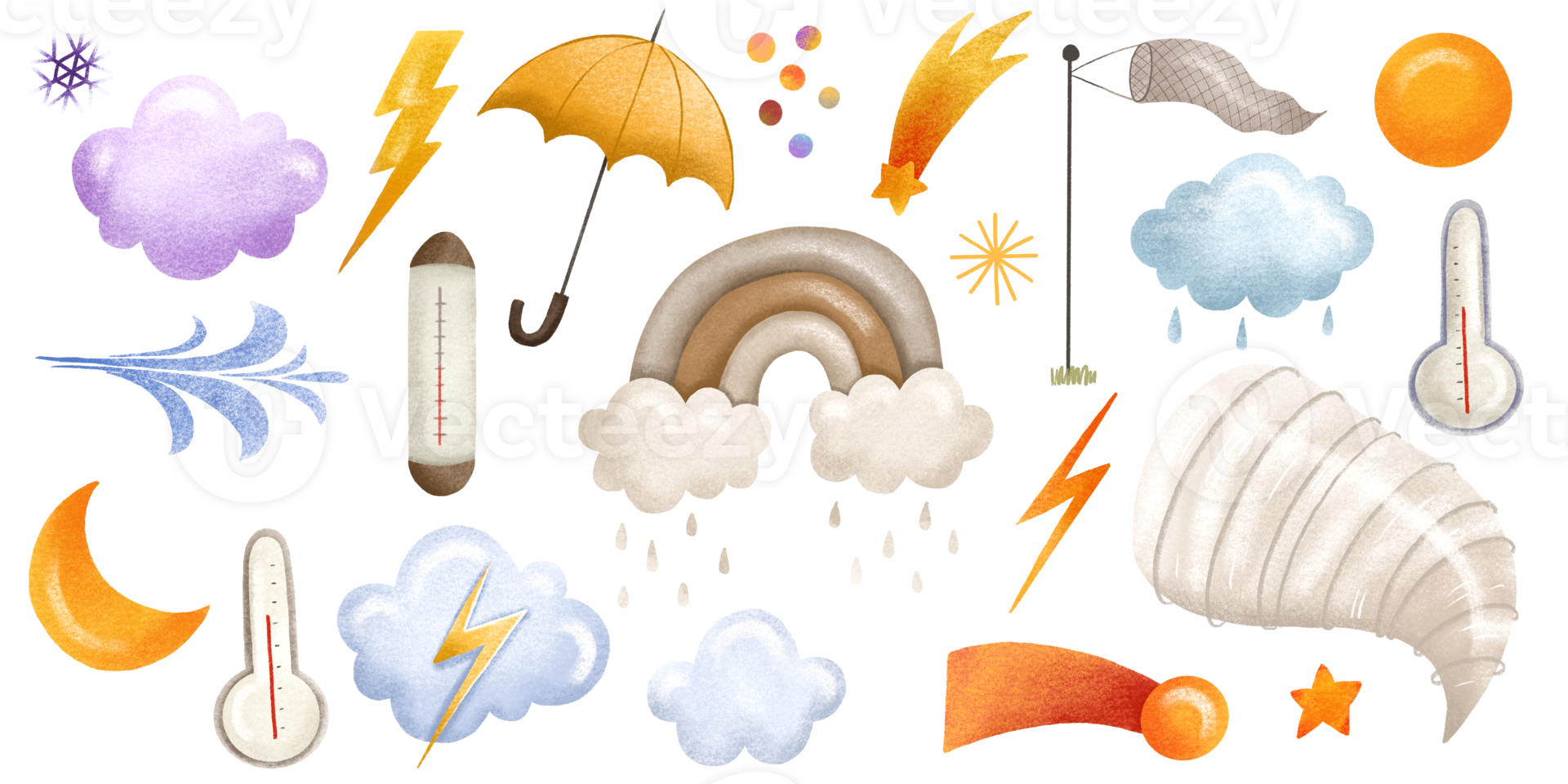 weer voorspelling. reeks van elementen voor het bepalen van weer en