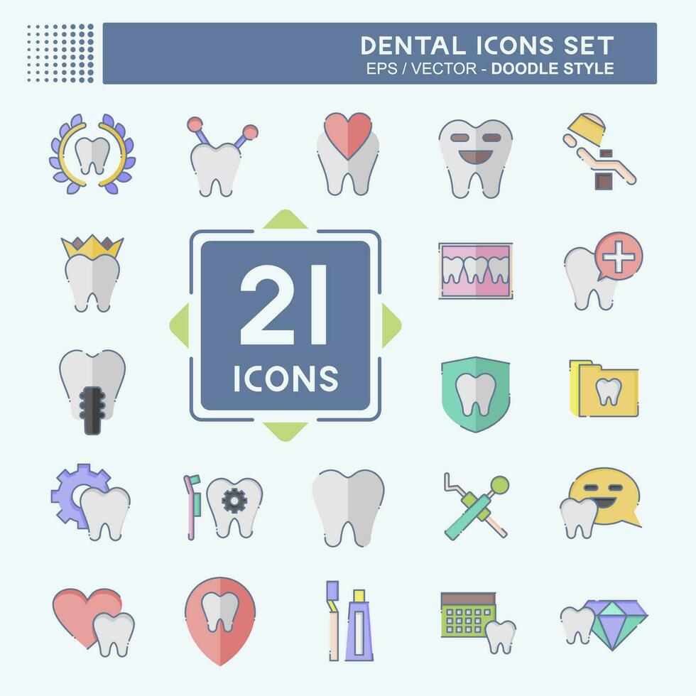 icono conjunto dental. relacionado a salud símbolo. garabatear estilo. sencillo diseño editable. sencillo ilustración vector