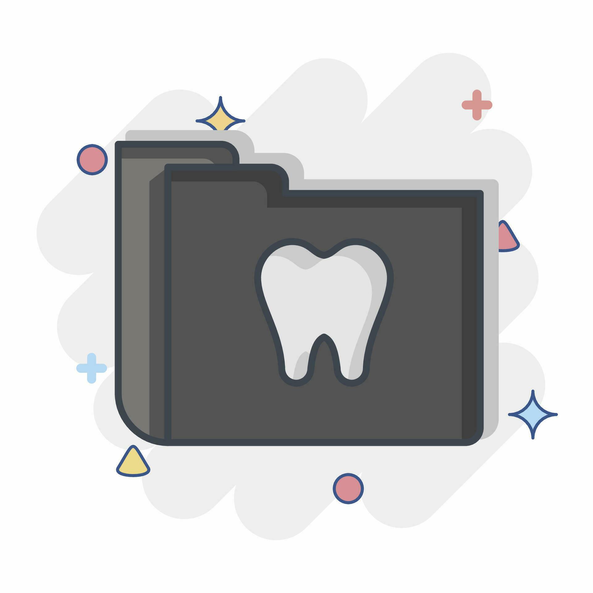 Icon Dental Records. related to Dental symbol. comic style. simple