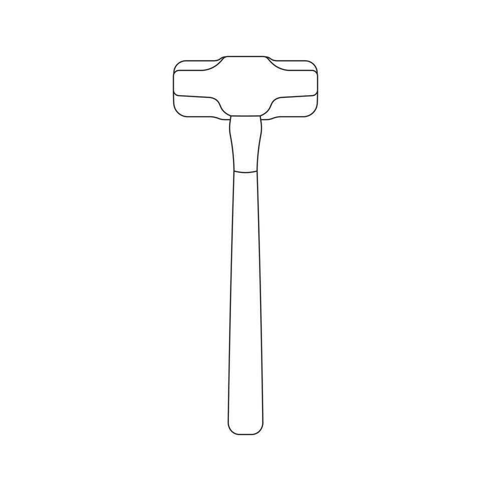 Hand drawn Kids drawing Cartoon Vector illustration sledge hammer icon Isolated on White Background