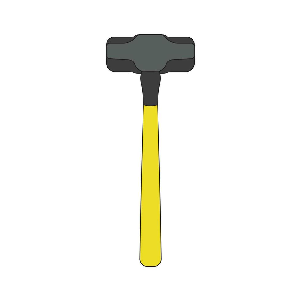 Kids drawing Cartoon Vector illustration sledge hammer icon Isolated on White Background