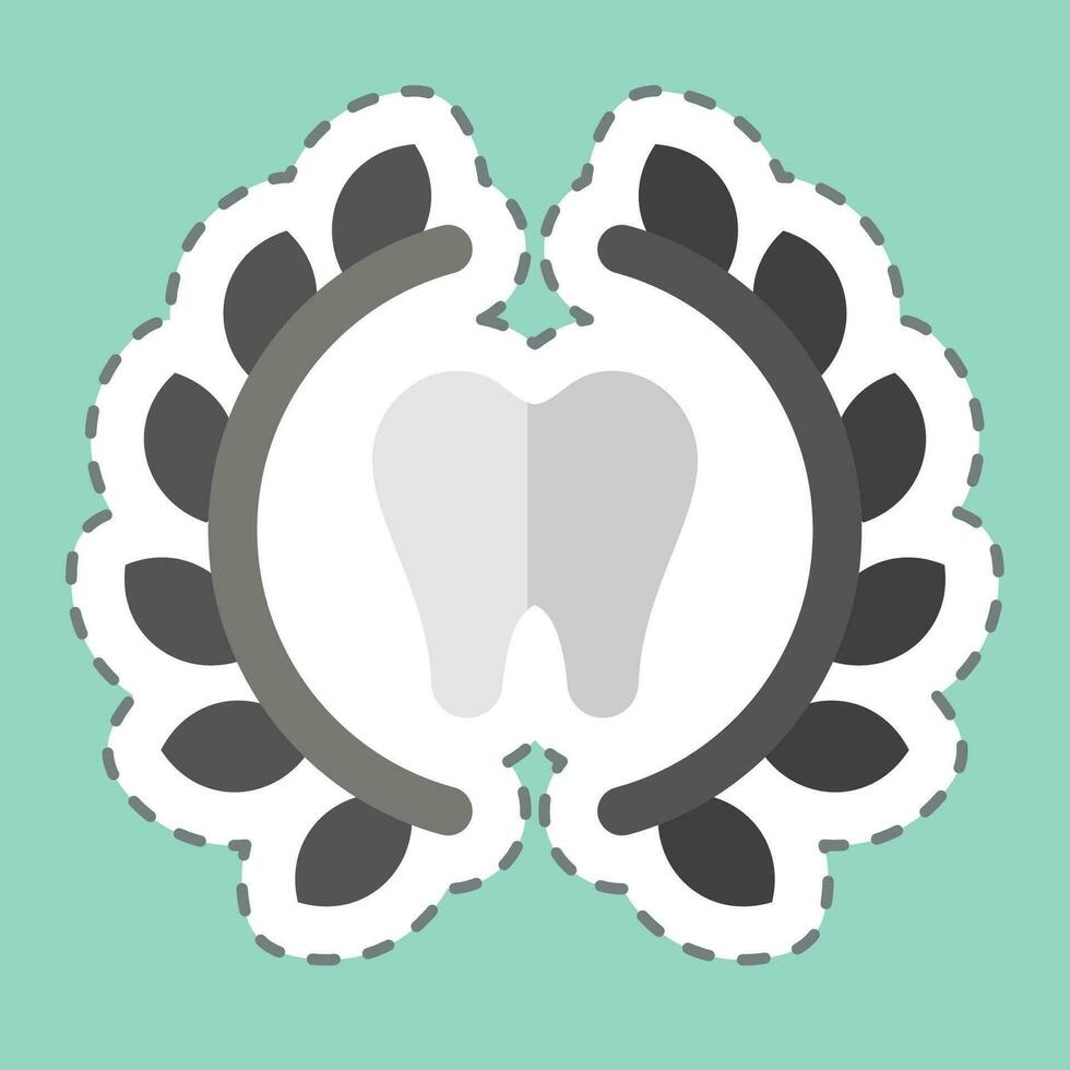 pegatina línea cortar tirantes. relacionado a dental símbolo. sencillo diseño editable. sencillo ilustración vector