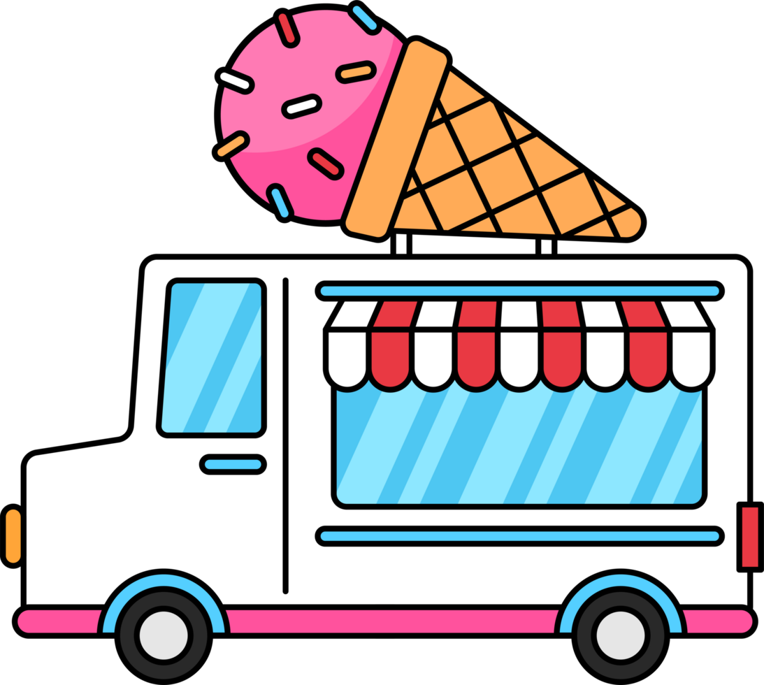 mignonne la glace crème un camion illustration png