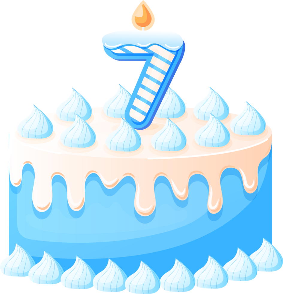 Birthday Cake With Candle Number 7 png