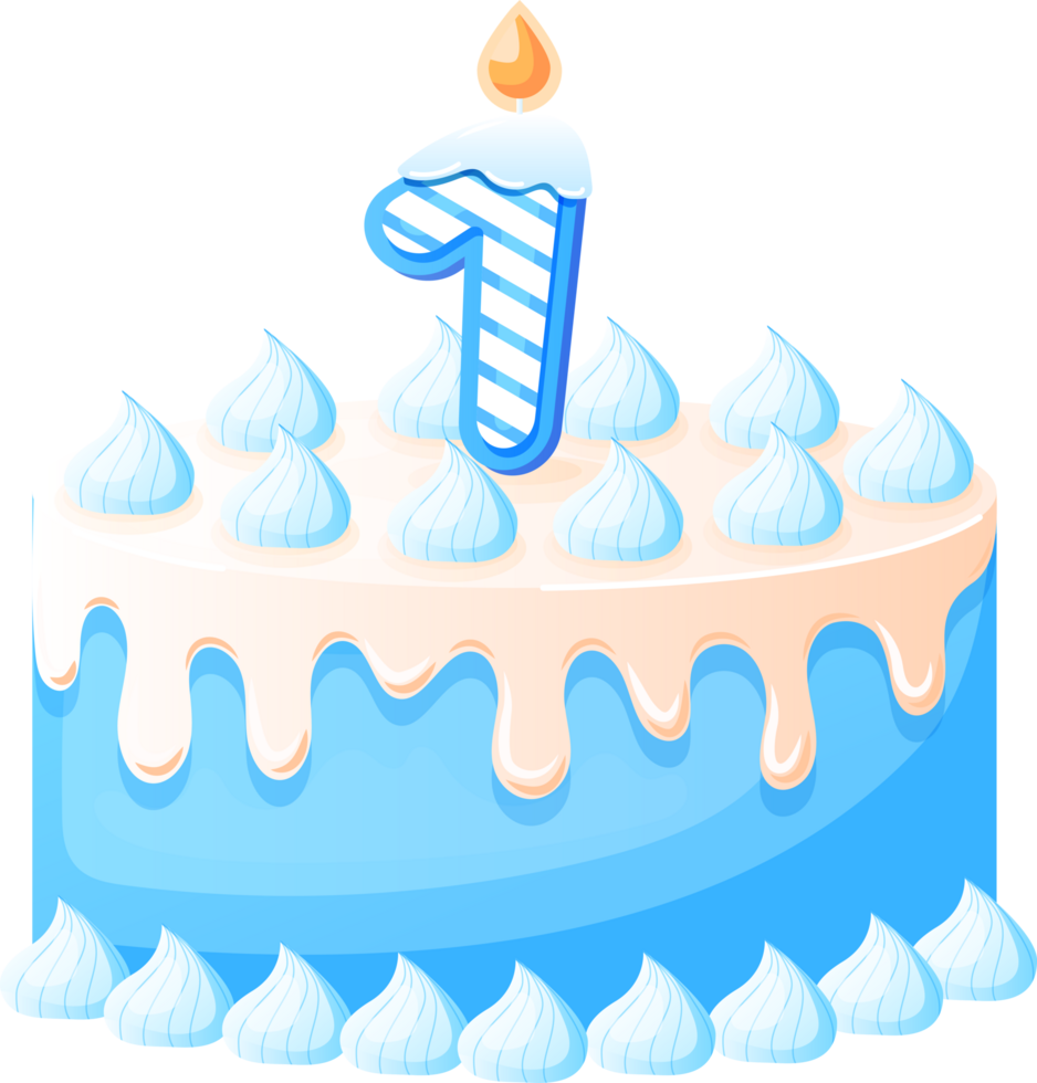 Birthday Cake With Candle Number 1 png