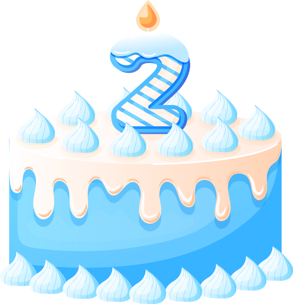 Birthday Cake With Candle Number 2 png