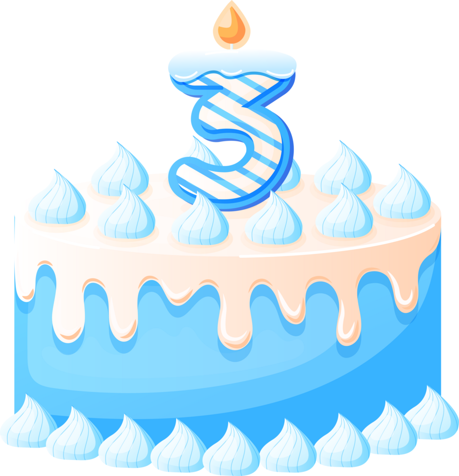 Birthday Cake With Candle Number 3 png