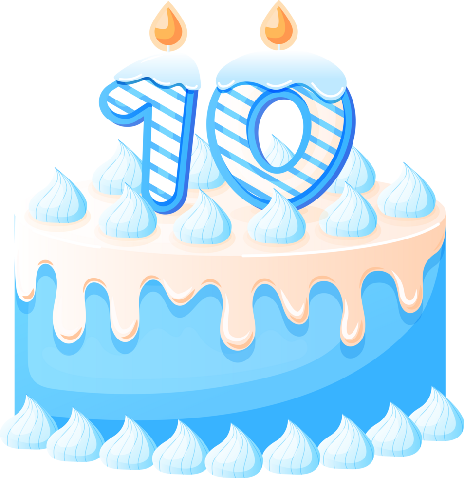 Birthday Cake With Candle Number 10 png