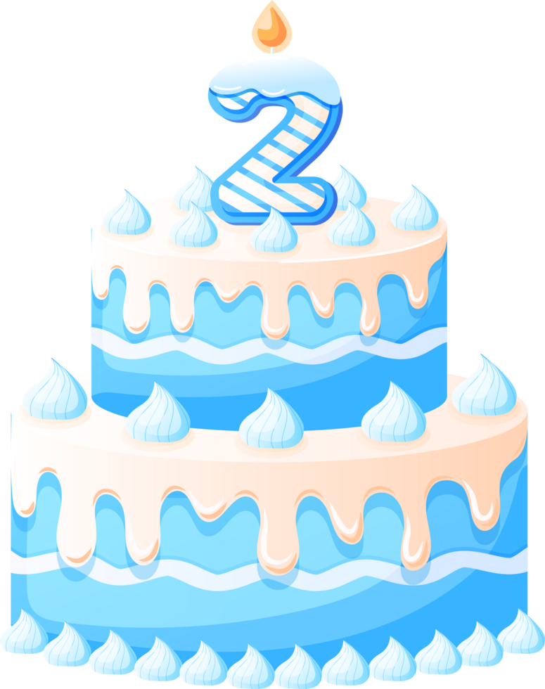 Birthday Cake With Candle Number 2 png