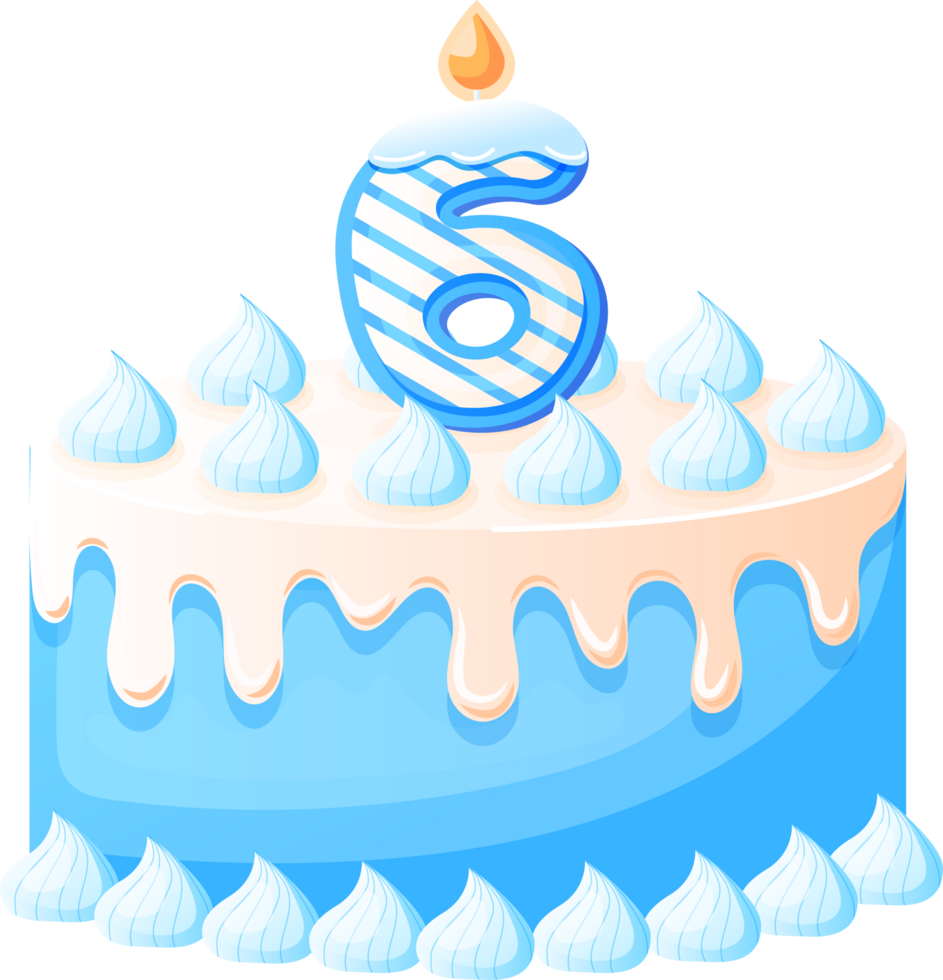 Birthday Cake With Candle Number 6 png