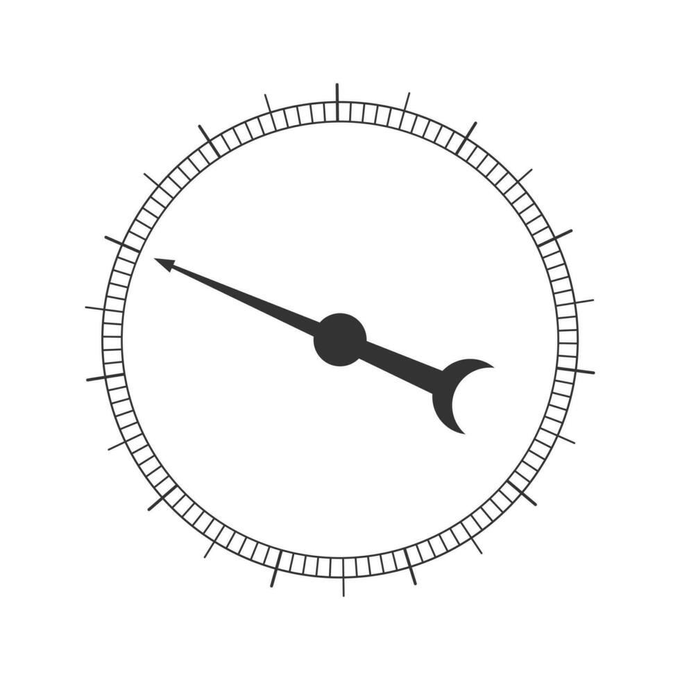 Round measuring scale with arrow. Graphic template of barometer, compass, navigation or pressure meter tool interface vector