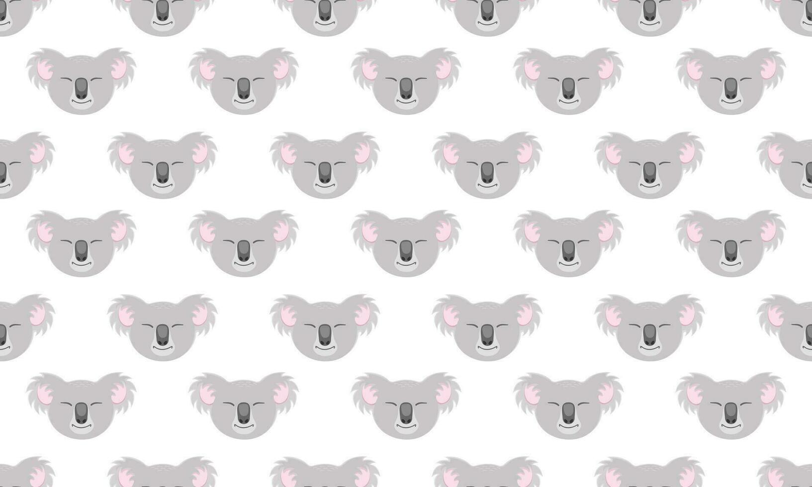 Cute sleeping koala heads seamless pattern. Australian bear faces background. Baby bedclothes, scrapbooking or wrapping paper, fabric kids design vector