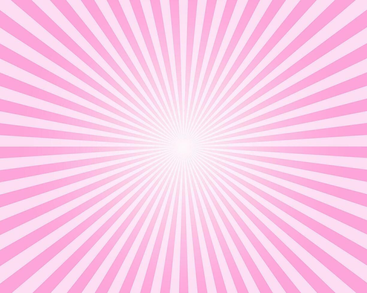 Circus, carnival or festival pattern with pink stripes. Rosy sunburst, explosion or surprise effect, manga background. Bubble gum, lollipop candy, ice cream texture vector