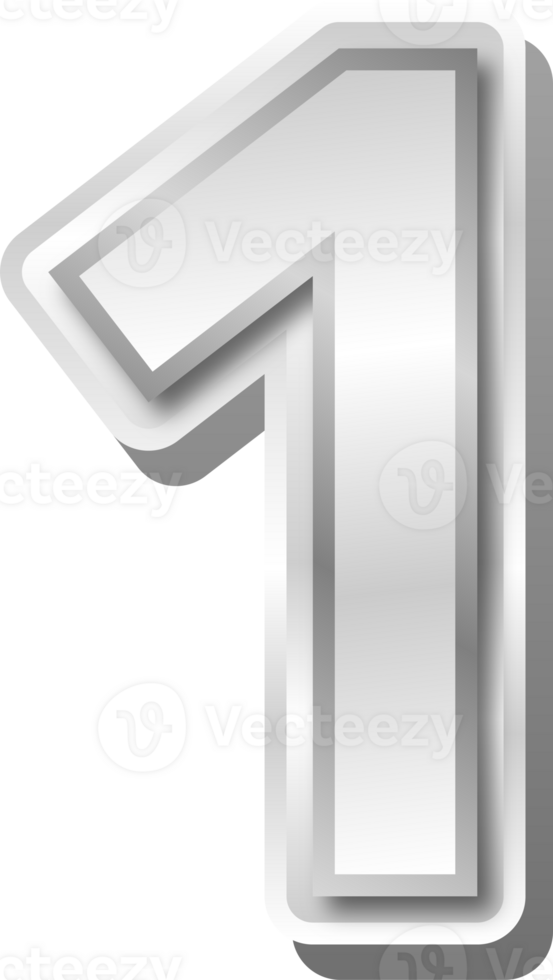 Silver Metal Number  1 png