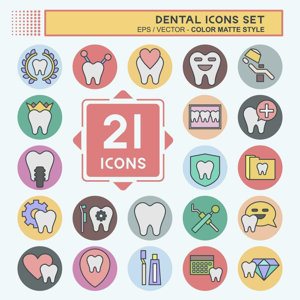 icono conjunto dental. relacionado a salud símbolo.color compañero estilo. sencillo diseño editable. sencillo ilustración vector
