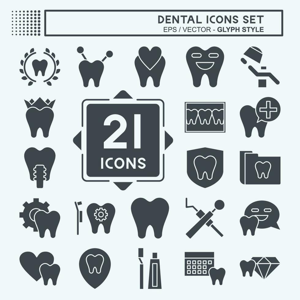 icono conjunto dental. relacionado a salud símbolo. glifo estilo. sencillo diseño editable. sencillo ilustración vector