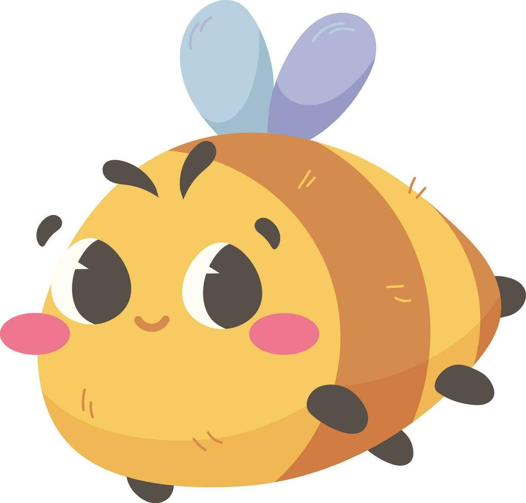 Cute baby bee, bumblebee with big eyes. Vector illustration in flat cartoon style for children and toddlers