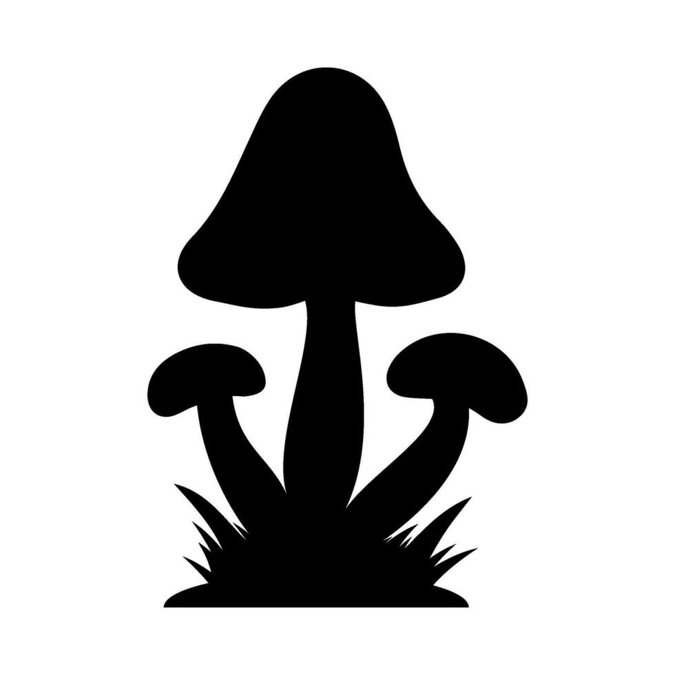Mushrooms Silhouette Illustration On Isolated Background vector