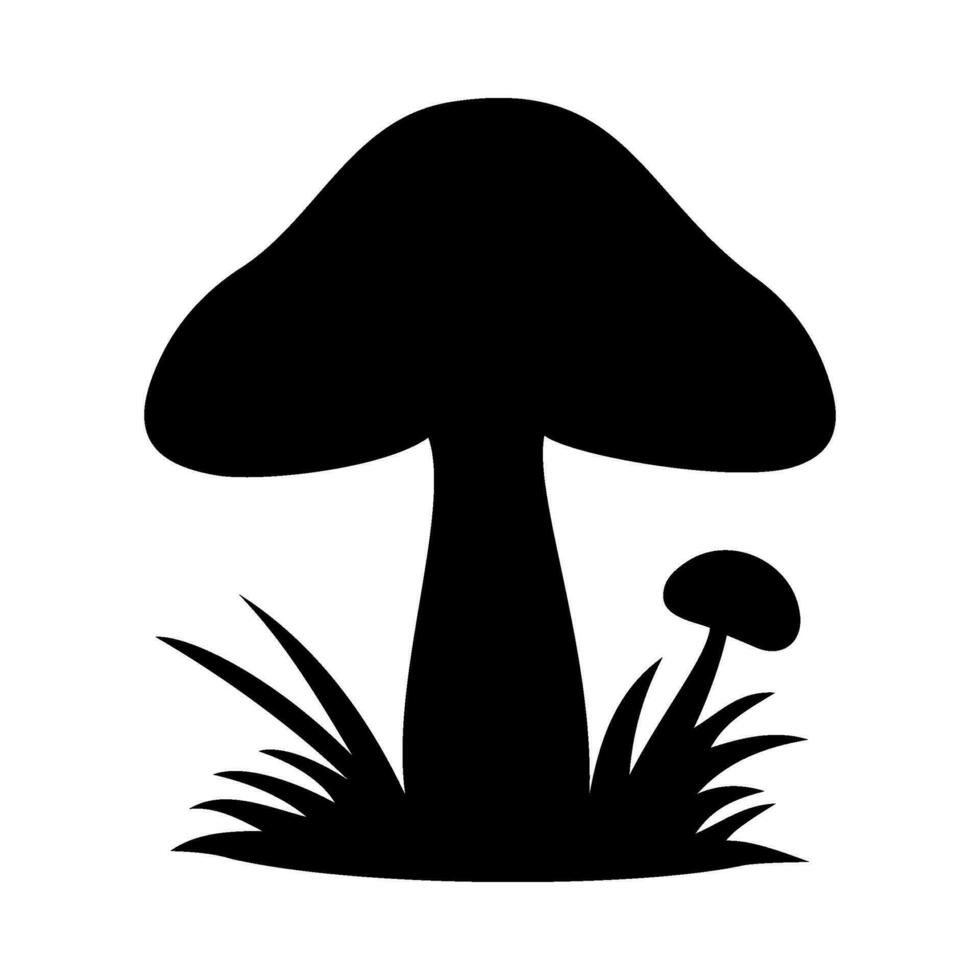 Mushrooms Silhouette Illustration On Isolated Background vector