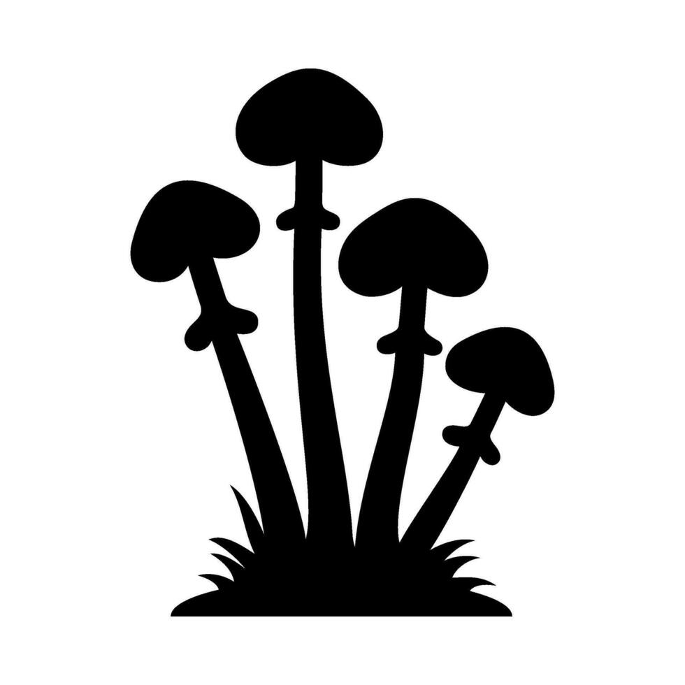 Mushrooms Silhouette Illustration On Isolated Background vector