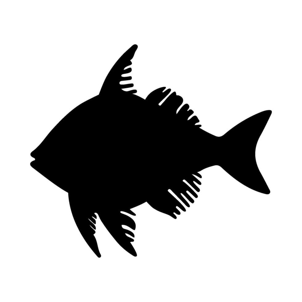 tropical pescado silueta ilustración en aislado antecedentes vector