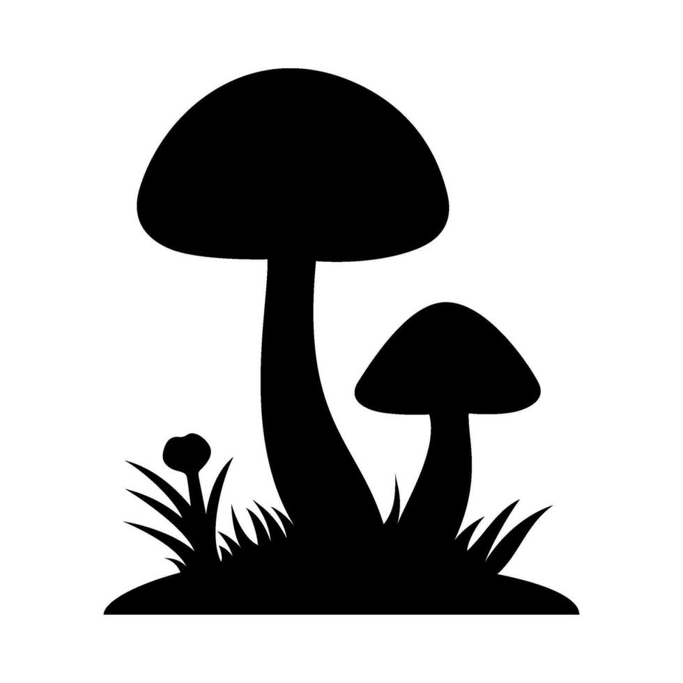 Mushrooms Silhouette Illustration On Isolated Background vector