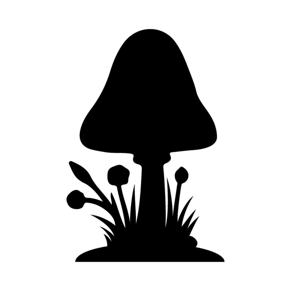 Mushrooms Silhouette Illustration On Isolated Background vector