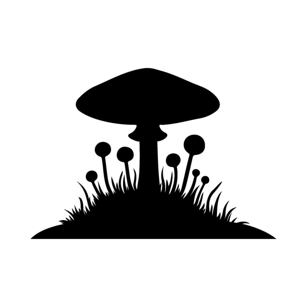 Mushrooms Silhouette Illustration On Isolated Background vector