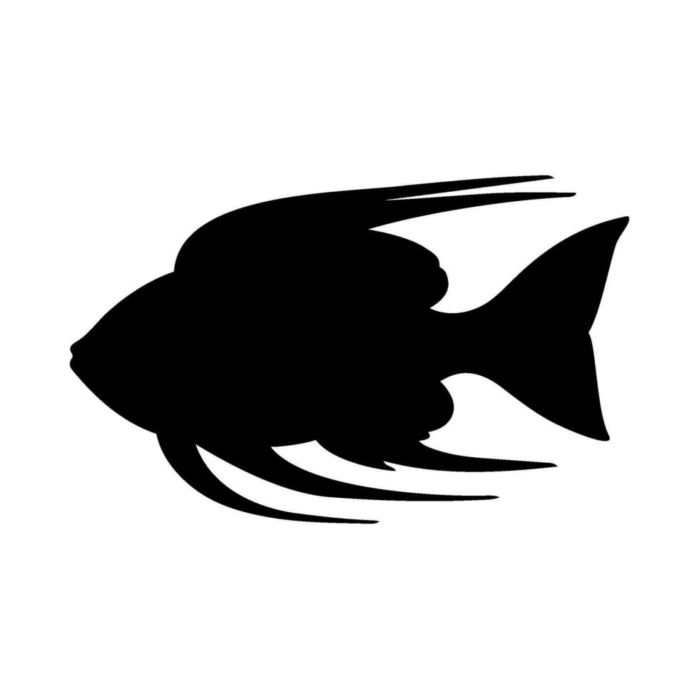 Tropical Fish Silhouette Illustration On Isolated Background vector