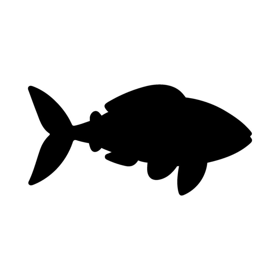 Tropical Fish Silhouette Illustration On Isolated Background vector