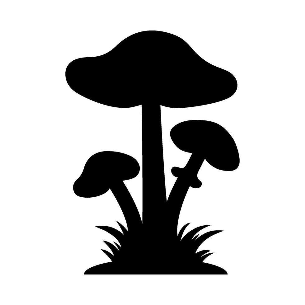 Mushrooms Silhouette Illustration On Isolated Background vector