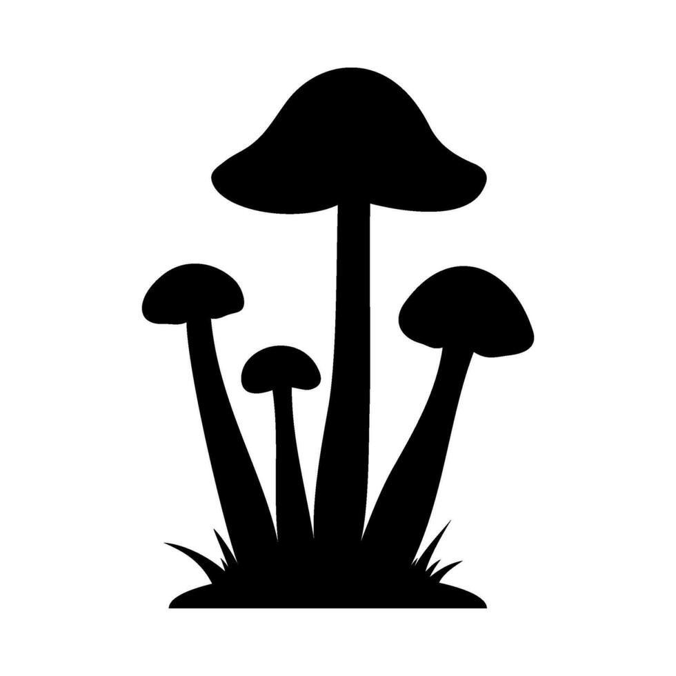 Mushrooms Silhouette Illustration On Isolated Background vector
