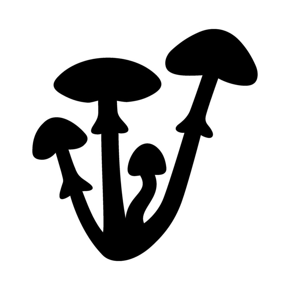 Mushrooms Silhouette Illustration On Isolated Background vector