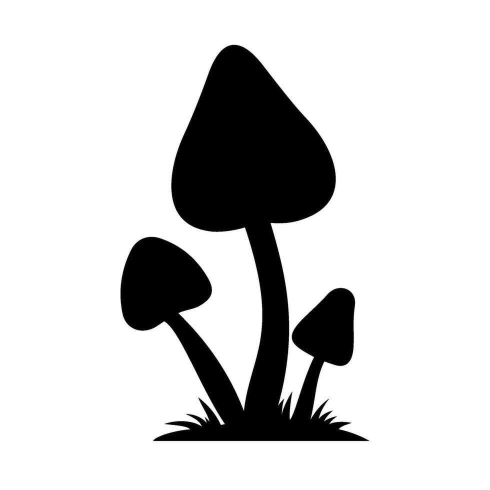 Mushrooms Silhouette Illustration On Isolated Background vector