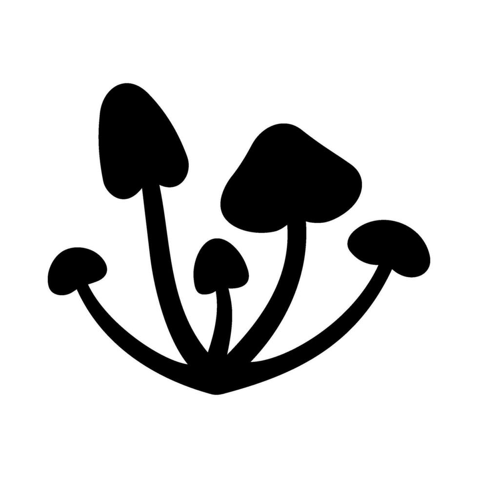 Mushrooms Silhouette Illustration On Isolated Background vector