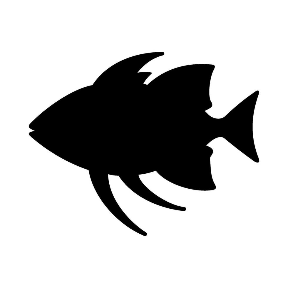 Tropical Fish Silhouette Illustration On Isolated Background vector
