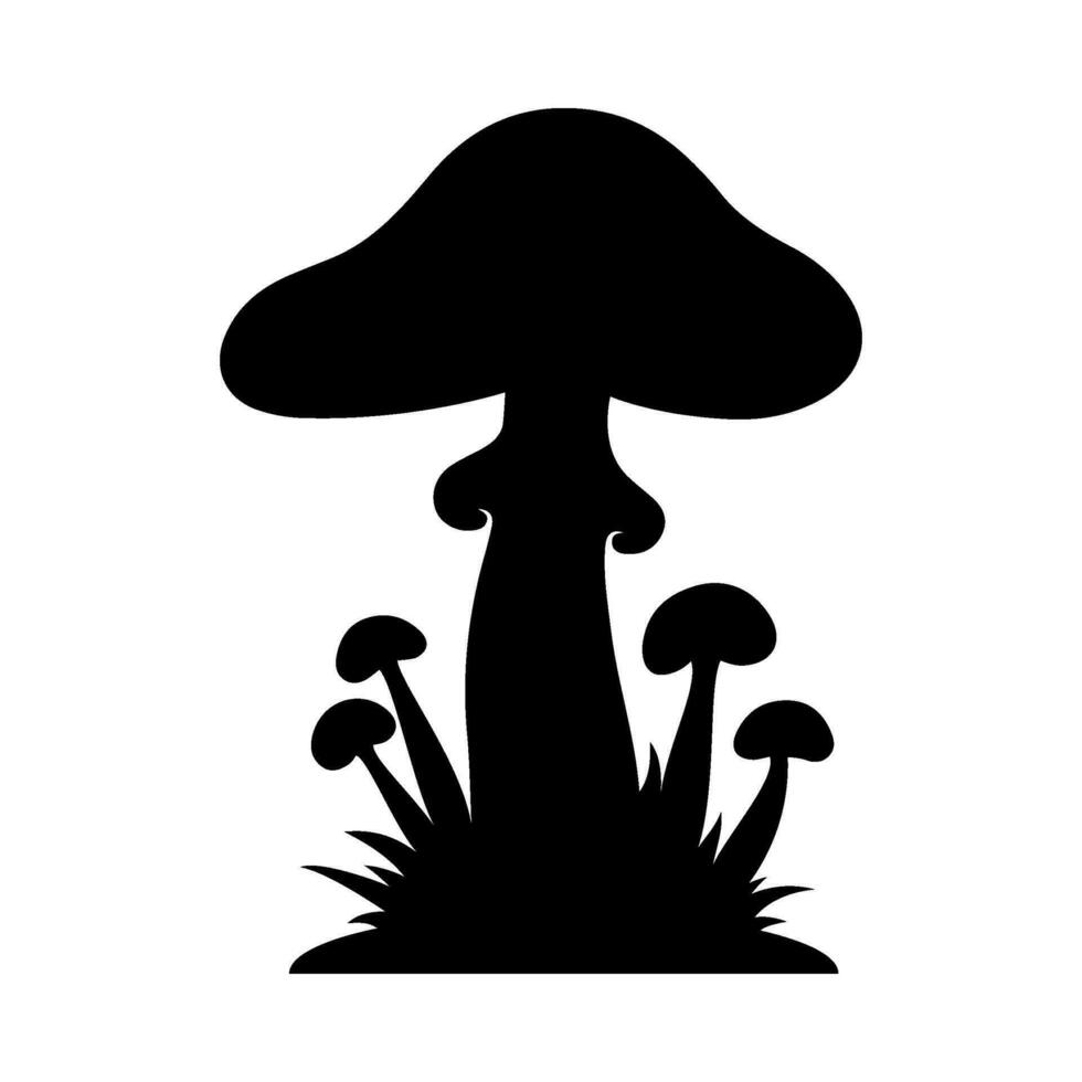 Mushrooms Silhouette Illustration On Isolated Background vector